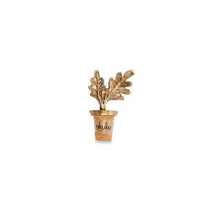 Nkuku Oak Leaf Brass Bottle Stopper